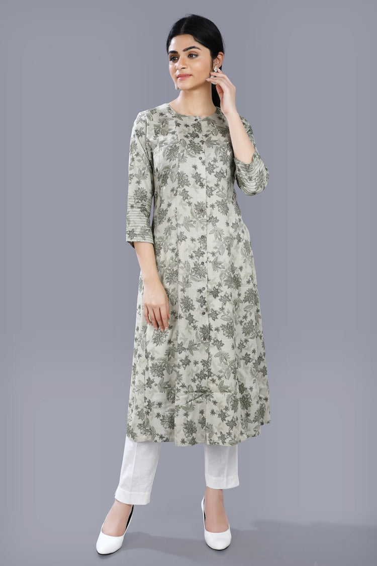 Durnaz Pista Green Cotton A-Line Kurta
