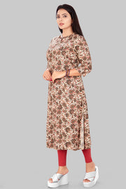Eashwara Beige Rayon A Line Kurti