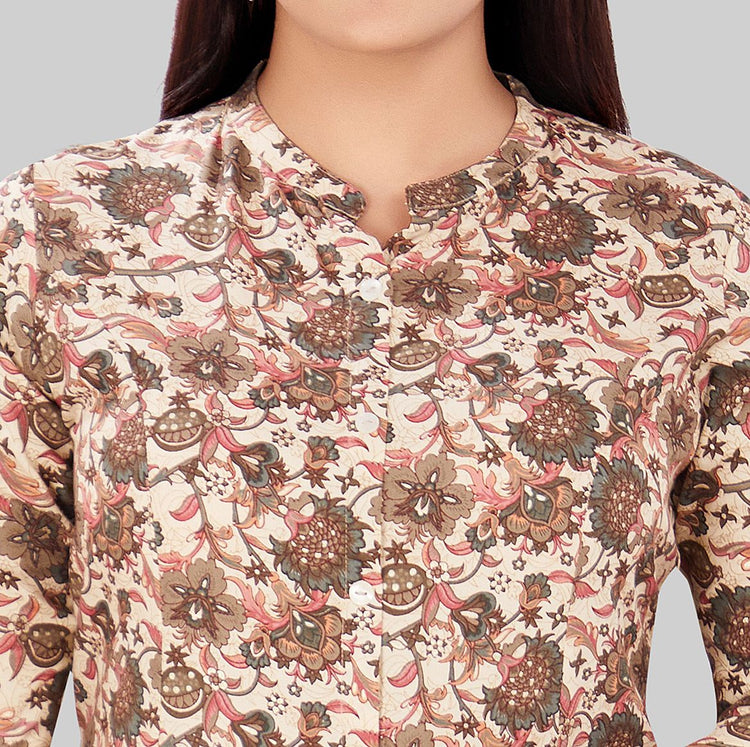 Eashwara Beige Rayon A Line Kurti