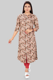 Eashwara Beige Rayon A Line Kurti