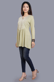 Ehani Pista Green Rayon Short kurtis