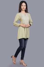 Ehani Pista Green Rayon Short kurtis