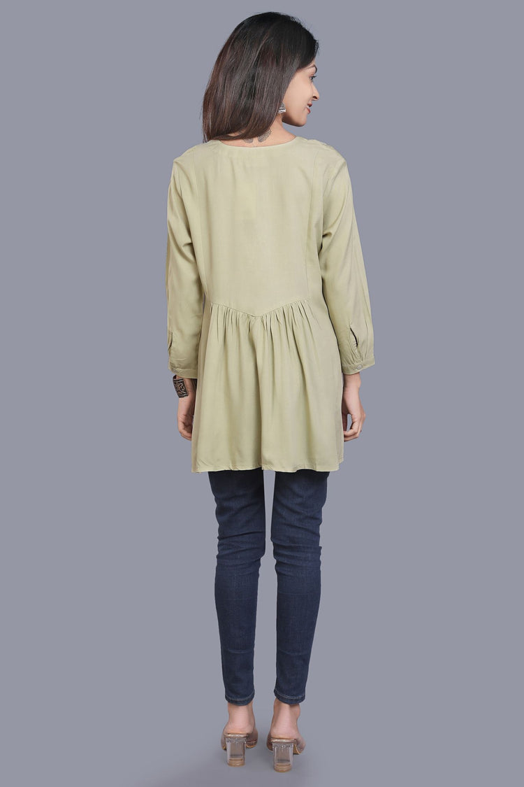 Ehani Pista Green Rayon Short kurtis