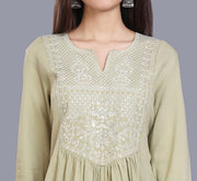 Ehani Pista Green Rayon Short kurtis