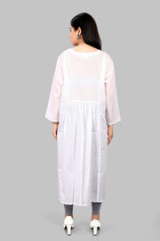 Eiliyah White Cotton Embroidered A-Line Kurta