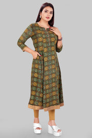 Ekta Green Rayon A Line Kurti