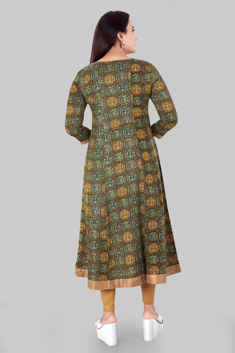 Ekta Green Rayon A Line Kurti