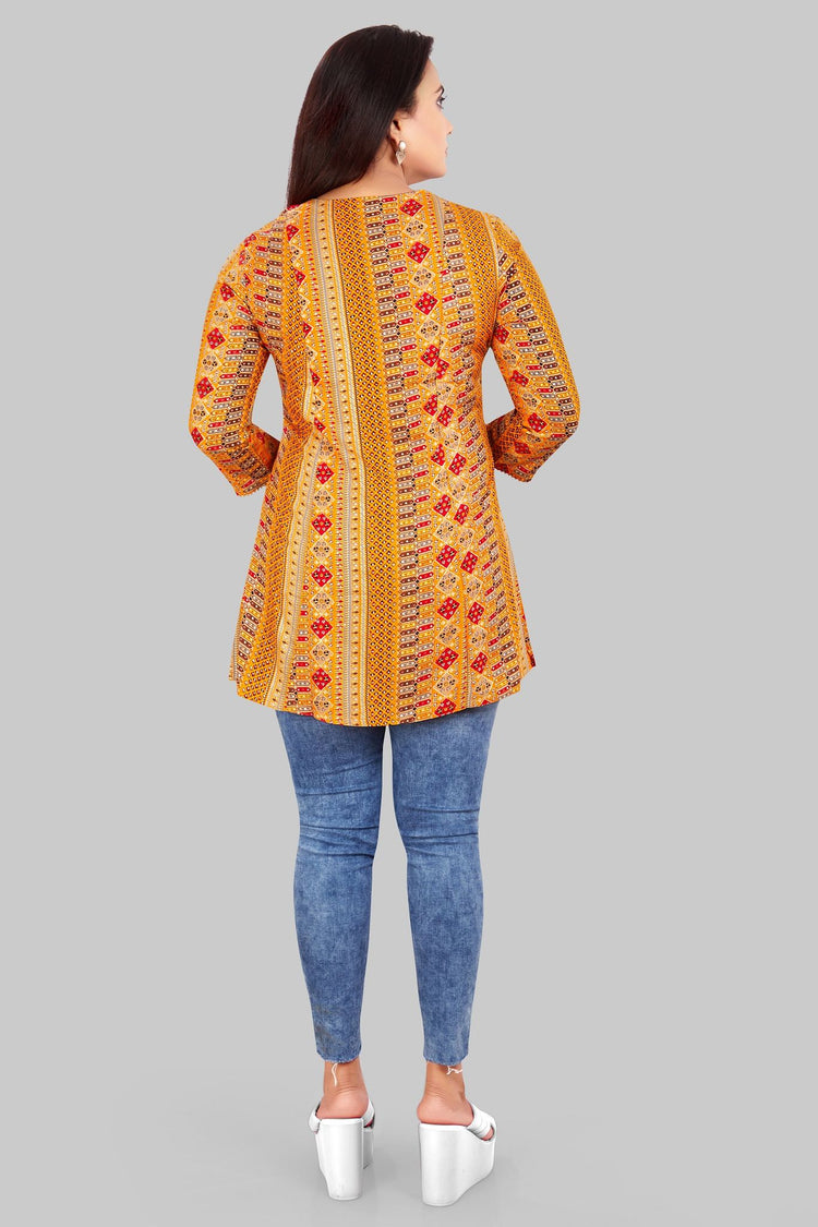 Elakshi Mustard Rayon Short Kurti
