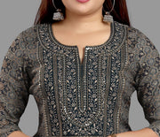 Elham Black & Gray Cotton Kurta With Pant Set