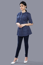 Elif Navy Blue Cotton Short Kurtis