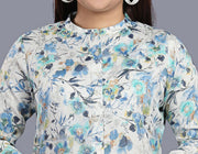 Falak White & Blue Cotton Short Kurtis