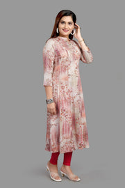 Famya Light Pink Cotton A-Line Kurta