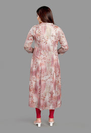 Famya Light Pink Cotton A-Line Kurta