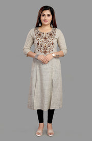 Foziah 1 Cream Front Open Cotton Flex Kurta