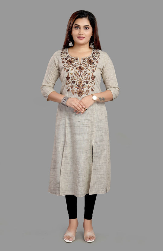 Foziah 1 Cream Front Open Cotton Flex Kurta