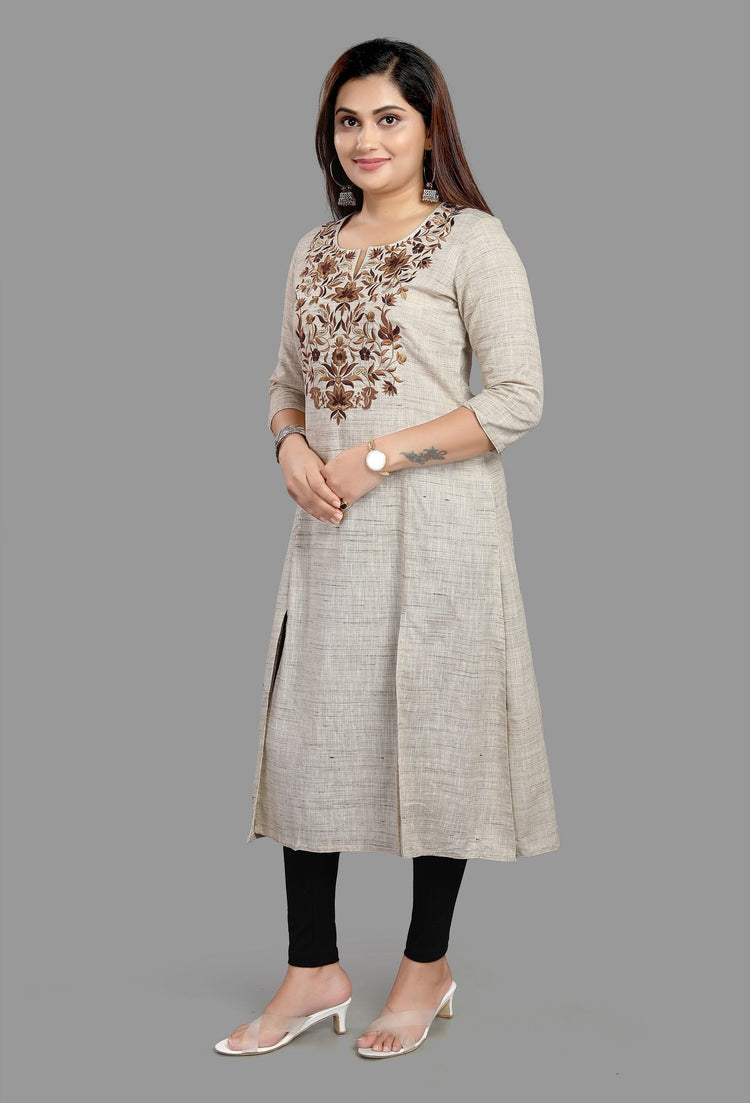 Foziah 1 Cream Front Open Cotton Flex Kurta