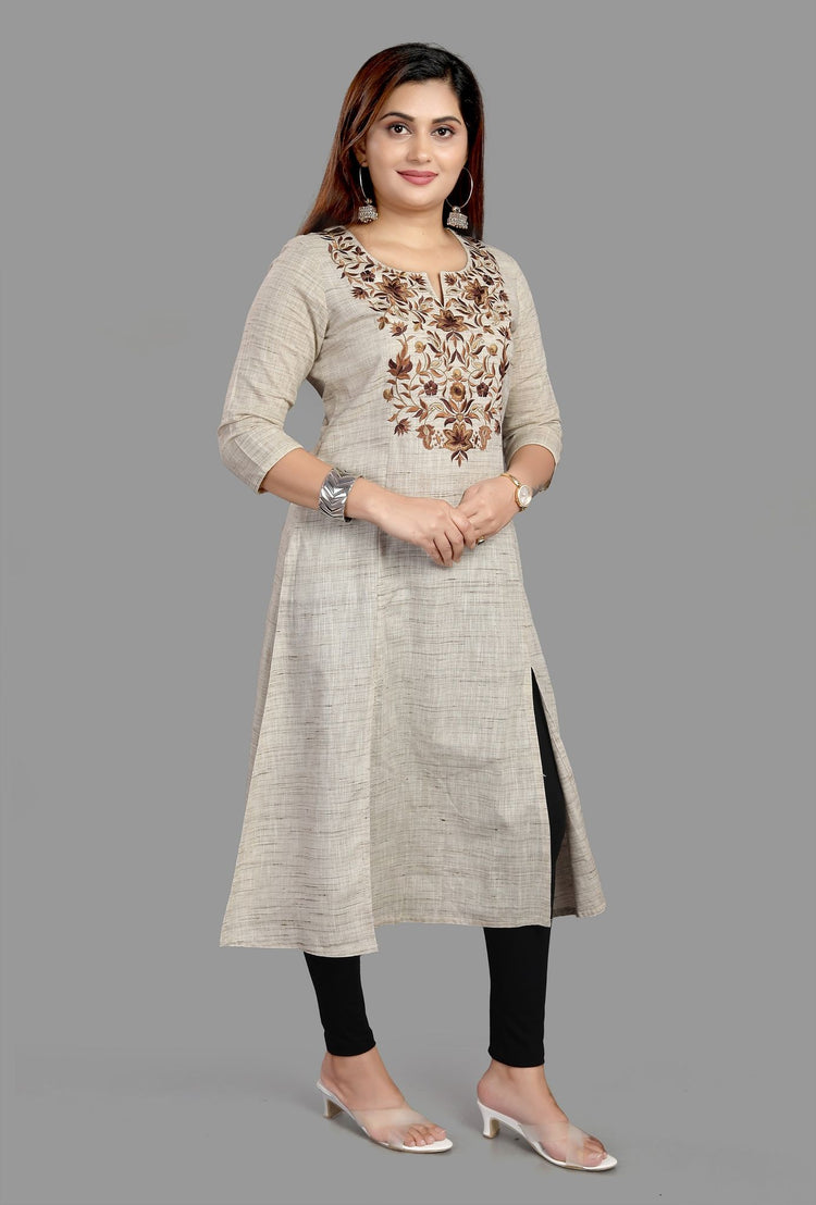 Foziah 1 Cream Front Open Cotton Flex Kurta