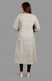 Foziah 1 Cream Front Open Cotton Flex Kurta