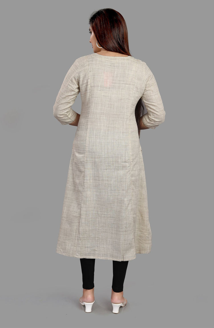 Foziah 1 Cream Front Open Cotton Flex Kurta
