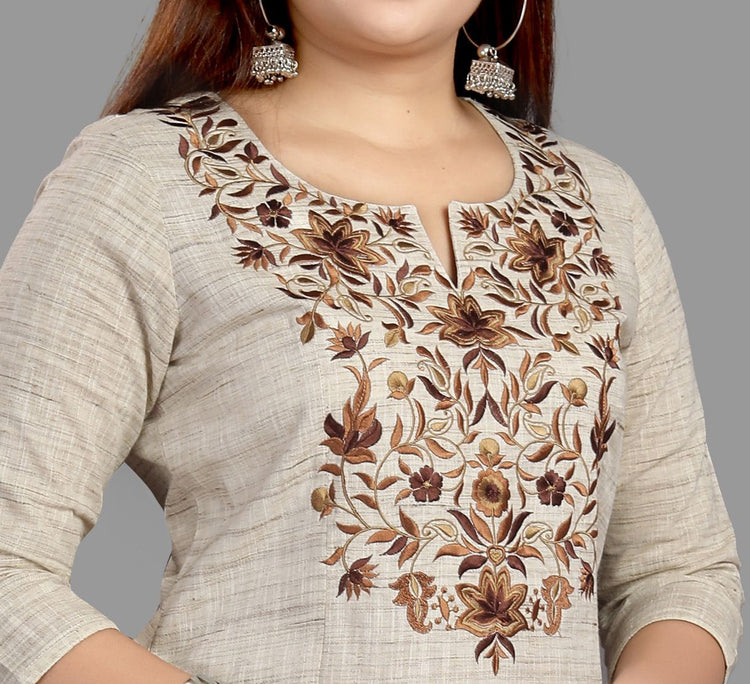 Foziah 1 Cream Front Open Cotton Flex Kurta