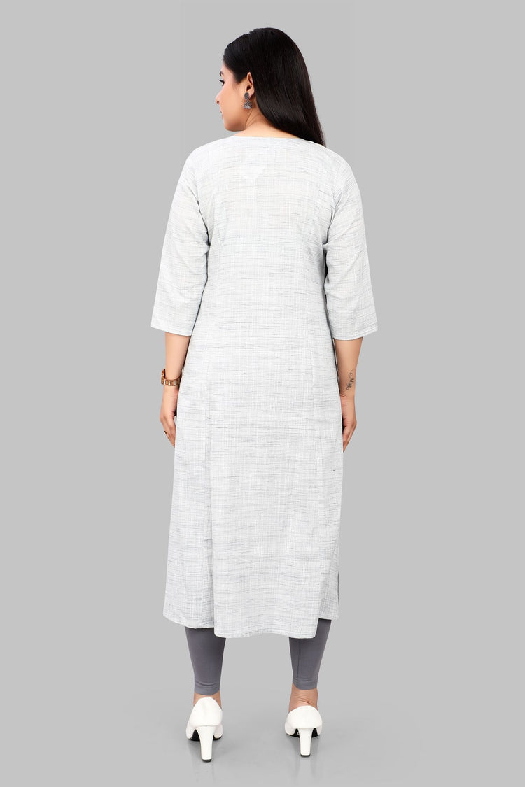 Foziah 2 Gray Cotton Embroidered A-Line Kurta