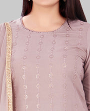 Ghazal Light Purple Cotton Silk Embroidered Suit Set