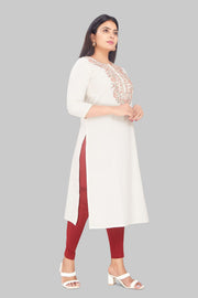 Gauri Off White Flex Cotton Straight Kurtis