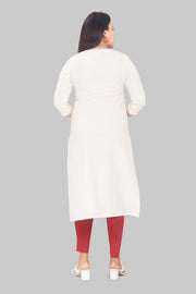 Gauri Off White Flex Cotton Straight Kurtis