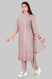 Ghazal Light Purple Cotton Silk Embroidered Suit Set