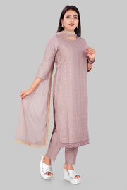 Ghazal Light Purple Cotton Silk Embroidered Suit Set