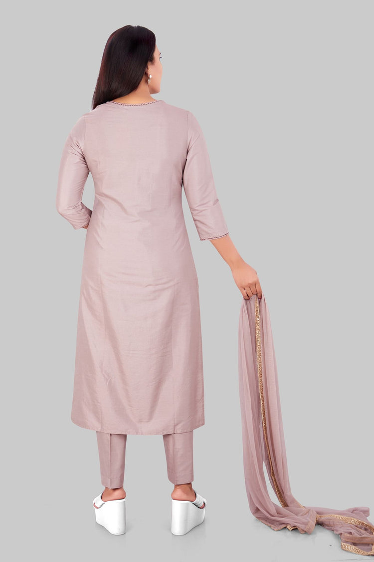 Ghazal Light Purple Cotton Silk Embroidered Suit Set