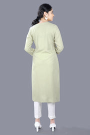 Gulya Pista Green Rayon Embroidered Straight Kurti