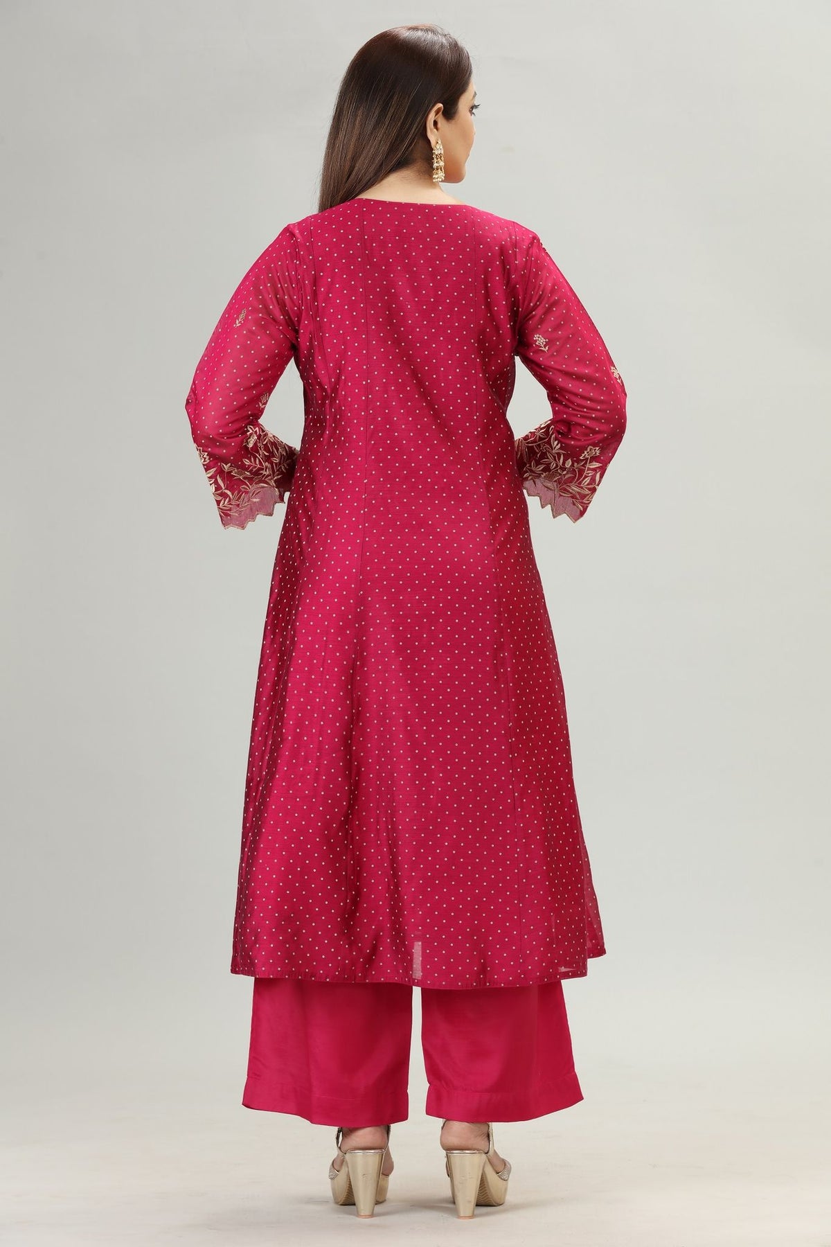 Hadiya Purple Chanderi Printed & Emb  A-Line Suit Set