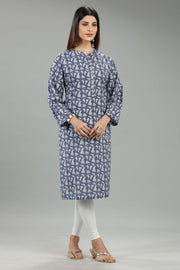 Haiya CC53 Off White & Blue Jaipuri Cotton Straight Kurta