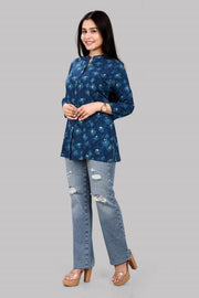 Haiza Navy Blue Rayon Short Kurtis