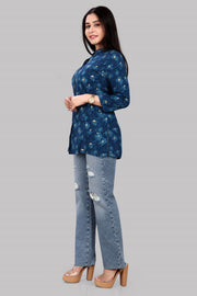Haiza Navy Blue Rayon Short Kurtis