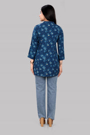 Haiza Navy Blue Rayon Short Kurtis