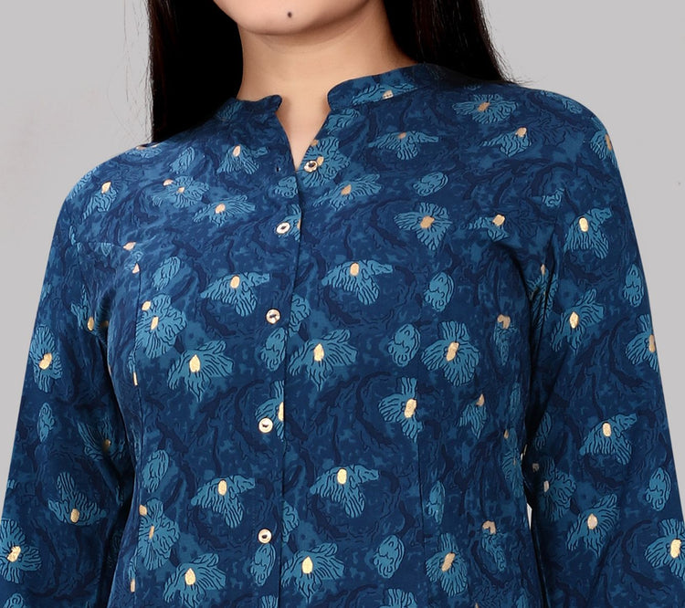 Haiza Navy Blue Rayon Short Kurtis