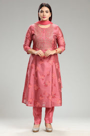 Harsha Peach Chanderi Embroidered Suit Set