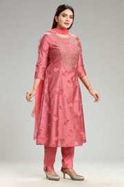 Harsha Peach Chanderi Embroidered Suit Set