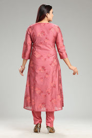Harsha Peach Chanderi Embroidered Suit Set