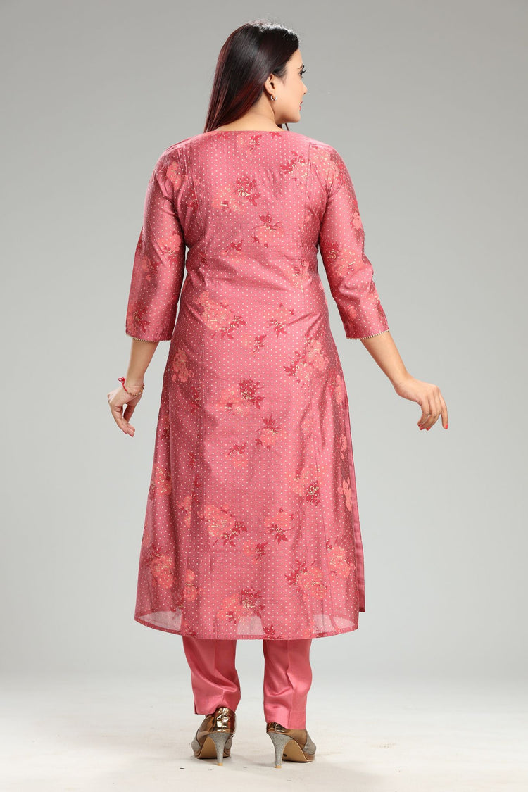 Harsha Peach Chanderi Embroidered Suit Set