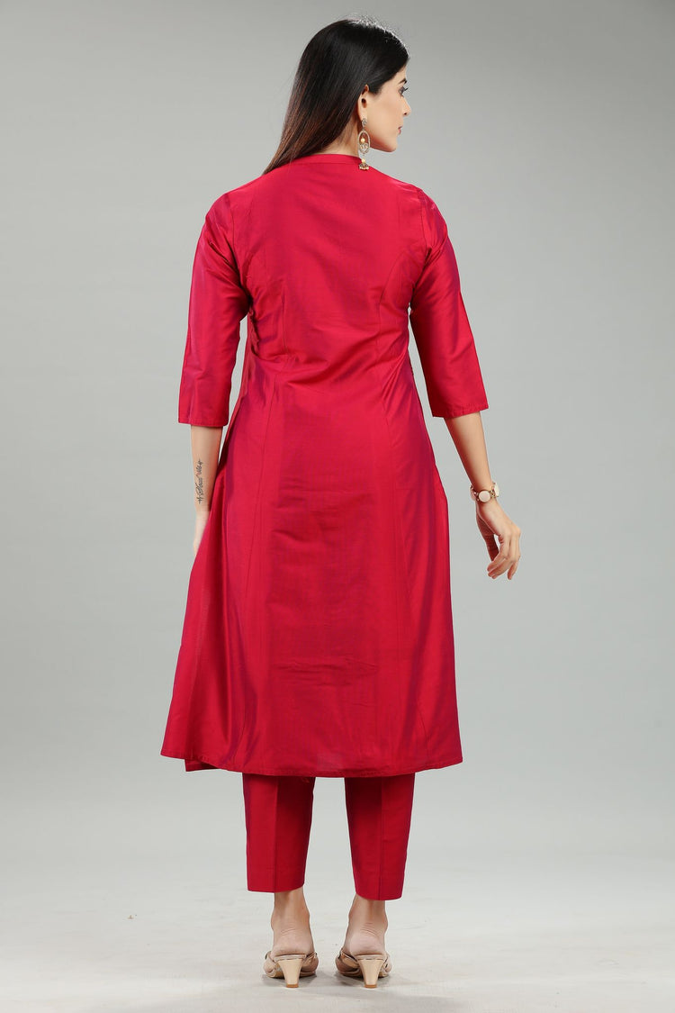 Idhitri Rani Pink Cotton Silk Embroidered Suit Set