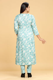 Iksha Sky Blue Rayon Kurta With Pant Set
