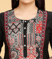 Iravati Black Cotton A-Line Kurta