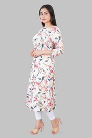 Irha Cream & Rani Printed Rayon A Line Kurta