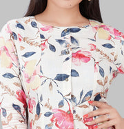 Irha Cream & Rani Printed Rayon A Line Kurta