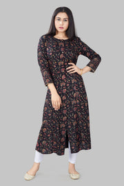 Irsa Black Rayon A-Line Kurta