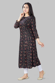 Irsa Black Rayon A-Line Kurta