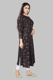 Irsa Black Rayon A-Line Kurta